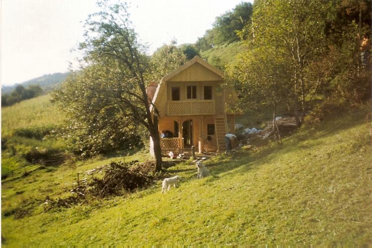 Square milled log house