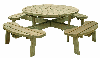 Round picnic table with or without backseats