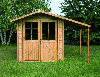 Timber frame house, Pine (Pinus sylvestris) - Redwood